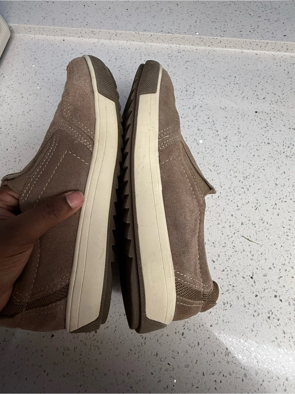 BareTraps Men's Taupe Slip-On Suede Loafers